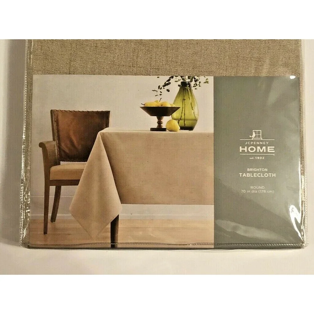Brighton Fabric Tablecloth Tan Beige Easy Care JCPenney Home 60